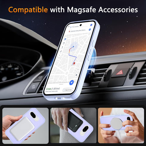 LATVIN 9a 1 Phone Cover for Google Pixel Case | with Screen Protector, Compatible with MagSafe, Magnetic, Military