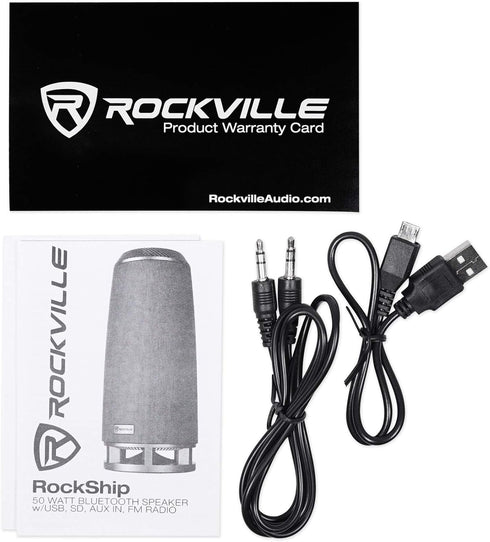 Rockville RockShip 50 Watt Portable Bluetooth Speaker with LED Lights and Radio