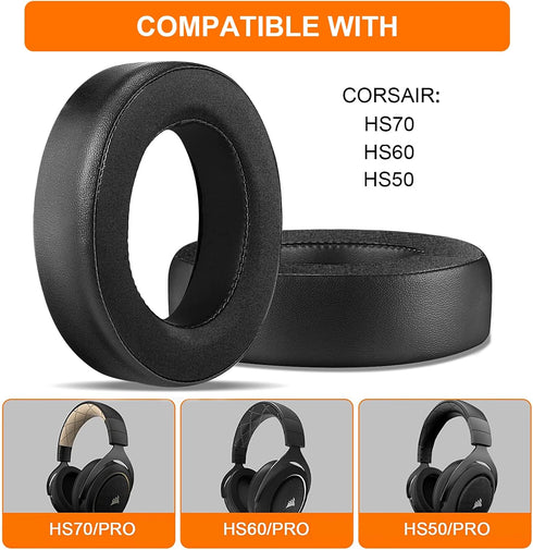 Replacement Ear Pads for Corsair HS70 Pro, GVOEARS Cooling-Gel Replacement Ear Cushion Headphone Memory Foam Earpads for Corsair HS70 HS60 HS50 Pro Gaming Headset Noise Isolation Earpads (Black)