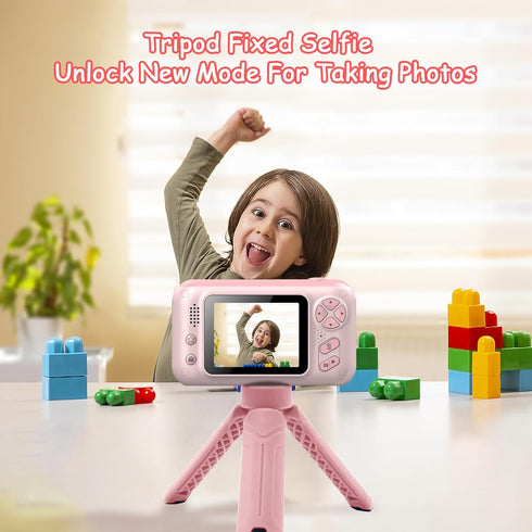Kids Digital Camera for Girls, Kid Video Camera for Vlogging, Flip-up Lens for Toddler Camera Ages 3-8