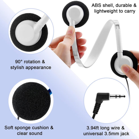 Yunsailing 30 Pack Class Set Headphones for Kids, On Ear Bulk Classroom Headsets with 3.5 mm Jack for Children, Boys,