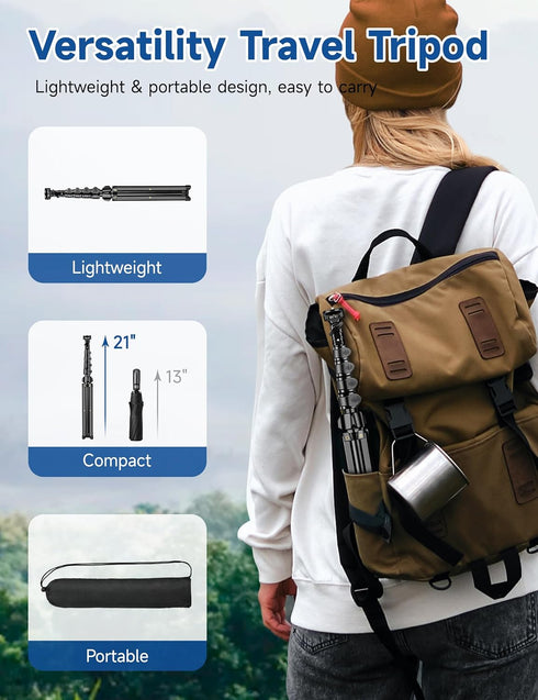Tripod for iPhone, 71" Tall Phone Tripod with Remote Holder, Selfie Stick Cellphone Tripod, Phone Stand for Travel