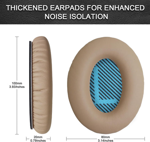 Headphones Replacement Ear Pads for Bose Quietcomfort QC35 II, Softer Leather, Noise Isolation Foam - Khaki