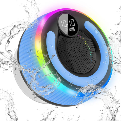 AOSRAU Portable Bluetooth Shower Speaker with Lights, Bluetooth 5.3, Small Wireless Speaker for