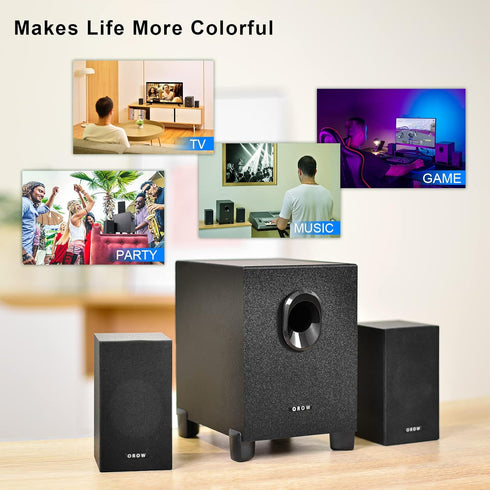 OROW S211 USB-Powered 2.1 Multimedia Speakers System with Subwoofer, 16W Computer Speakers for PC/PS4/TV