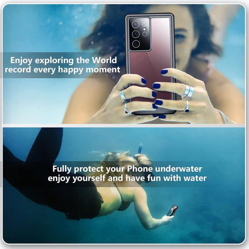 SPIDERCASE Designed for Samsung Galaxy S22 Ultra Case, Waterproof with Built-in Screen Protector, Heavy Duty - Black