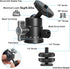 Mini Ball Head, 360° Rotatable Tripod Head with 1/4 3/8 Screw for DSLR Camera, Gopro, Smartphone Accessories