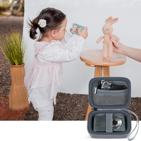 Digital Camera Case for VAHOIALD FHD 1080P, CAMKORY, KODAK PIXPRO FZ45-BK, Holder for SD Card - Grey (Box Only)