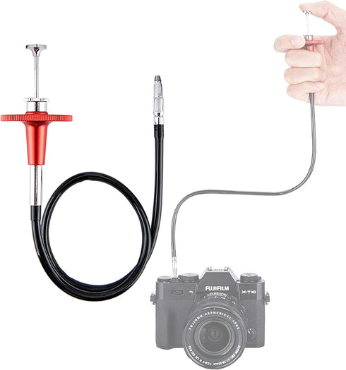 JJC 40cm Red Mechanical Cable Shutter Release, Bulb-Lock Design for Long Exposure, fits Fuji XT1 XT2 XT3 XT4