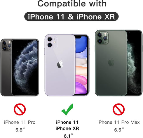 JETech 3-Pack Full Coverage Tempered Glass Screen Protector for iPhone 11/XR 6.1", Black Edge, HD Clear, Case-Friendly.