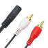CERRXIAN 0.2m Gold 3.5mm Female Stereo Jack to 2 RCA Plug AUX Adapter Audio Y Cable (Black) (2-Pack)