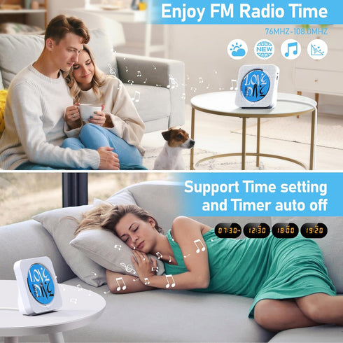 Bluetooth Desktop CD Player with Speakers, LED Screen, FM Radio, Remote Control, AUX, USB, TF Card Playback