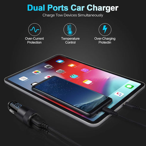 2Pack Fast Car Charger, 3.4A Dual Port USB Adapter for iPhone 14 13 12 11 Pro Max SE XR XS X 8 7 6 6S Plus, Samsung