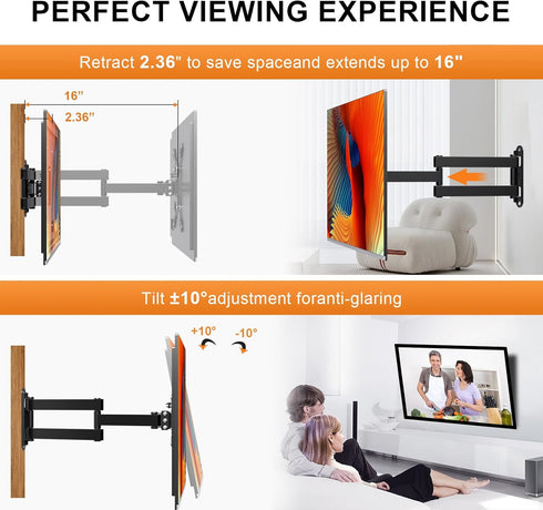 XINLEI Full Motion TV Wall Mount, Swivel Bracket with Articulating Arm for 13-42 Inch LED, LCD, Plasma TVs, Max VESA