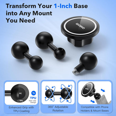 iGoevo 1-Inch 20mm 17mm 1/4"-20 (B Size) Ball Adapter Kit for RAM Mounts Includes Ball Adapter, Ball Adapter, Stud