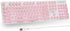 Typewriter Keyboard, 104-Key Punk Retro Gaming Keyboard, Wired USB, LED White Backlit, Cute for PC/Win/Mac/Laptop (Pink)