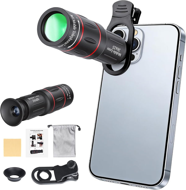 MoYinG 36X Telephoto Lens Kit for iPhone and Android Cell Phones, Long Focus
