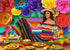 Mexican Theme Party Striped Backdrop - Fiesta Cinco De Mayo Paper Flowers Background for Cake Table Decor