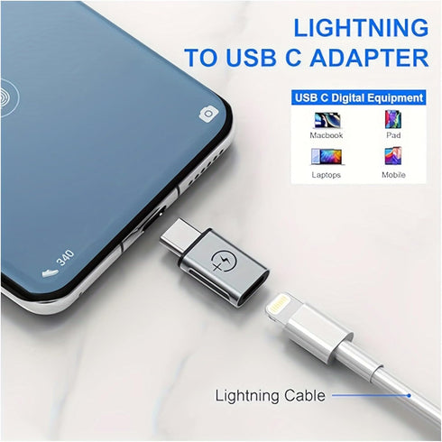 New USB to Type C Adapter, 4 Pack: Type C Female to Micro Male, Lightning Female to Type C Male, USB Male