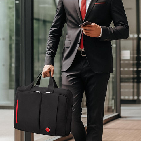 Omnpak Laptop Briefcase with Combination Lock, Anti-Theft Business Bag, Water-Repellent Satchel for Men & Women