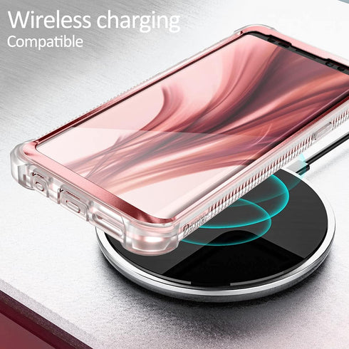 Dexnor Compatible Samsung Galaxy S9 Case with Screen Protector, Rugged 360 Full Body Shockproof Cover - Metallic Pink