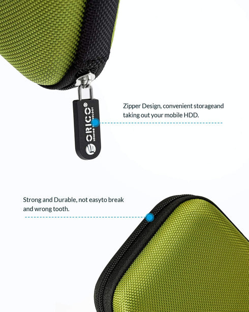 ORICO Hard Drive Case 2.5 inch External Drive Storage Bag, Waterproof Shockproof for Organizing HDD and Accessories,