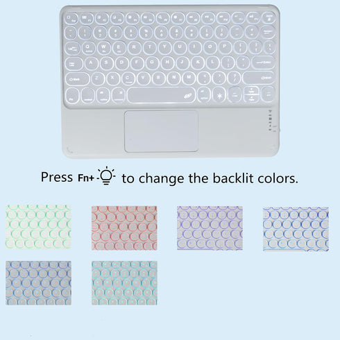 Wireless Bluetooth Keyboard with Touchpad, Portable Ultra Slim 7-Colors Backlit Keyboard, 10 inch Rechargeable for