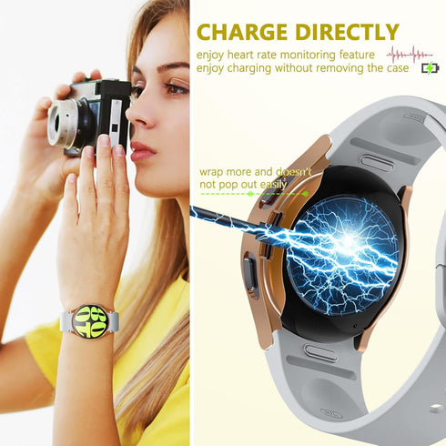 4 Pack Screen Protector Case for Samsung Galaxy Watch 6, 40mm 44mm, Soft TPU Plated Protective Cover, Scratch Resistant