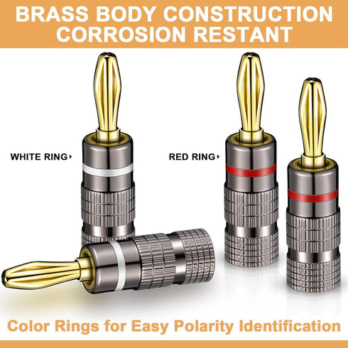 Konohan 20 Pairs/40 Pcs Banana Plug Connectors for Speaker Wire, 24K Gold Plated, Dual Screw Lock for Audio Video
