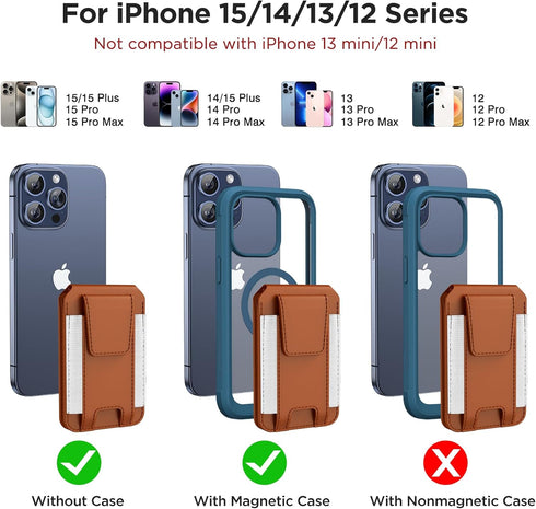 Miracase Magnetic Wallet for Men/Women, 3 Slots, 6-8 Card Holder for iPhone 16/15/14/13/12 Series, Adjustable Stand &