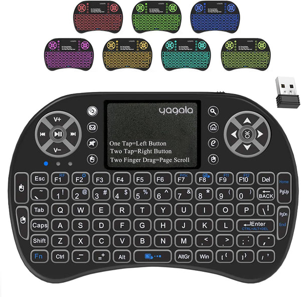 2.4GHz Backlit Mini Keyboard - Wireless Keyboard with Touchpad and Multimedia Keys for Android TV, Smart TV, and More