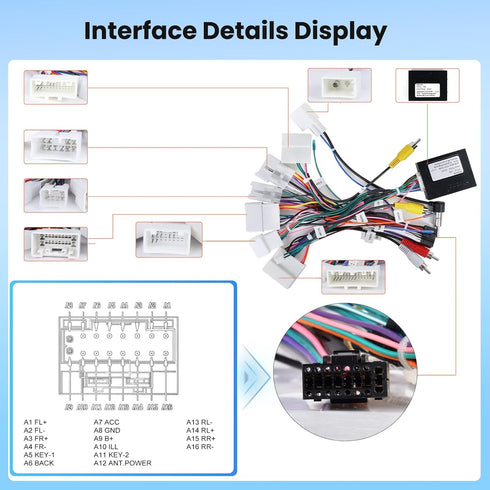 16 RAV4 4Runner (T1) for J-B-L Radio Wiring Harness Pin Cable Compatible with Toyota Corolla Camry Tundra Prado CHR