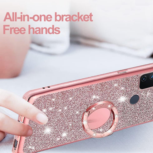 B-wishy for OnePlus Nord N100 Phone Case with Stylus Pen, Luxury Glitter Sparkles Silicone TPU Case for Women Girls
