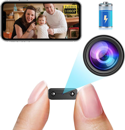 Smallest Wireless Wifi Camera, HD1080P Battery Spy Camera, Mini Nanny Cam for Inside Home