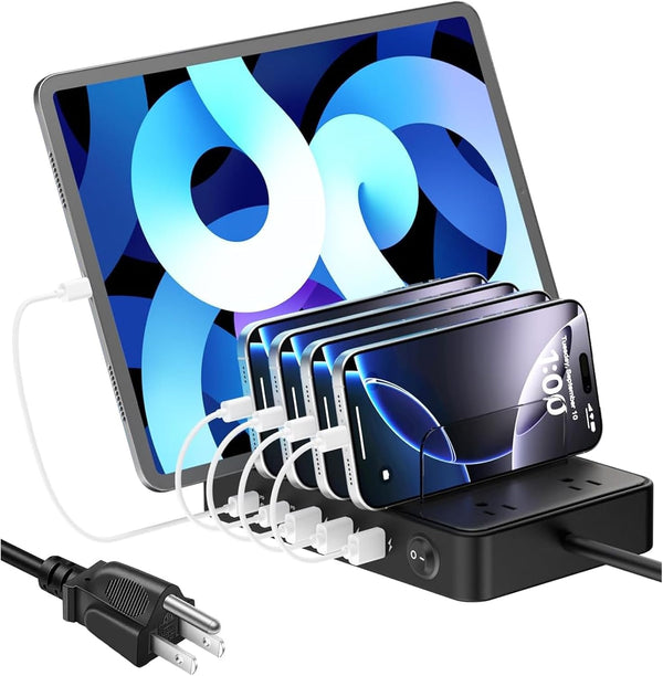 UREWDTR 85W Charging Station for Multiple Devices,7 Port USB Charger Stations with 2