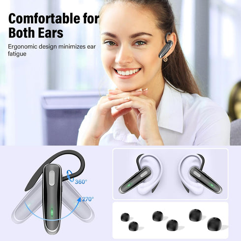 OTOZABU Headset V5.4, 10Hrs 180 Bluetooth Wireless Bluetooth Earpiece with Built-in Dual ENC Mic Talk Time Days Standby