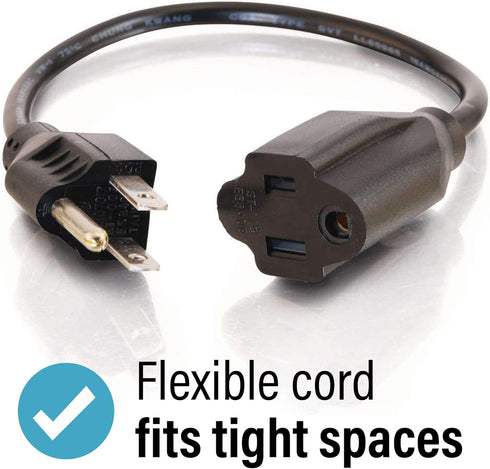 C2G 1FT Premium Universal Extension Cord for TV, Computer, Monitor & More