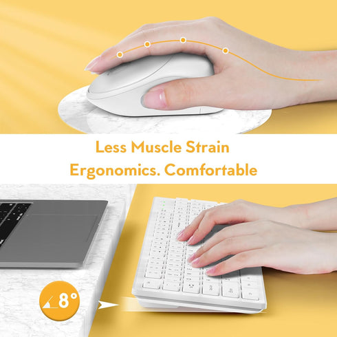 Wireless Keyboard and Mouse, Trueque Silent 2.4GHz Cordless Full Size USB Mouse Combo for Computer and Laptop