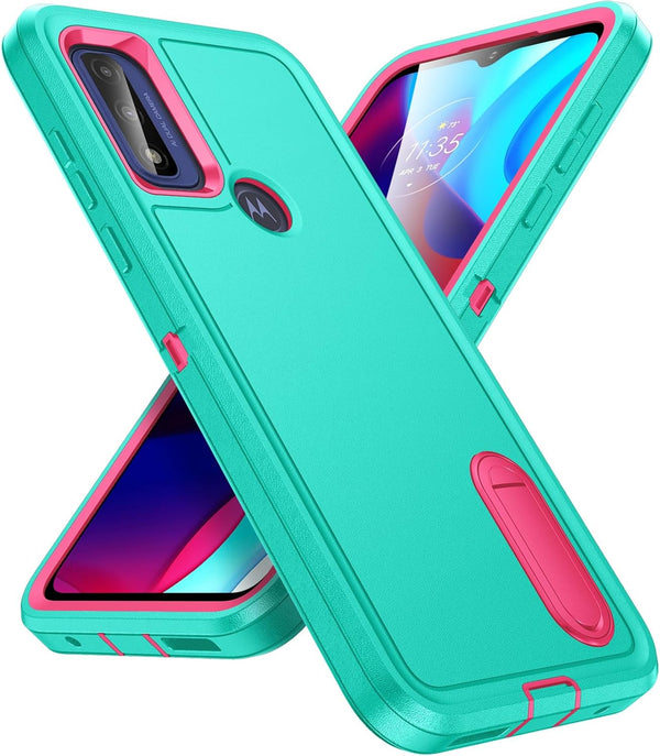 3-Layer Military Grade Protective Case for Moto G Play 2023, with Kickstand, Shockproof Cover for Motorola Moto G Play