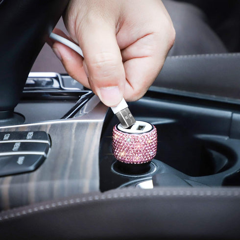 SAVORI Dual USB Car Charger, Bling Bling Rhinestones Crystal Car Adapter for Fast Charging iPhone, iPad, Samsung