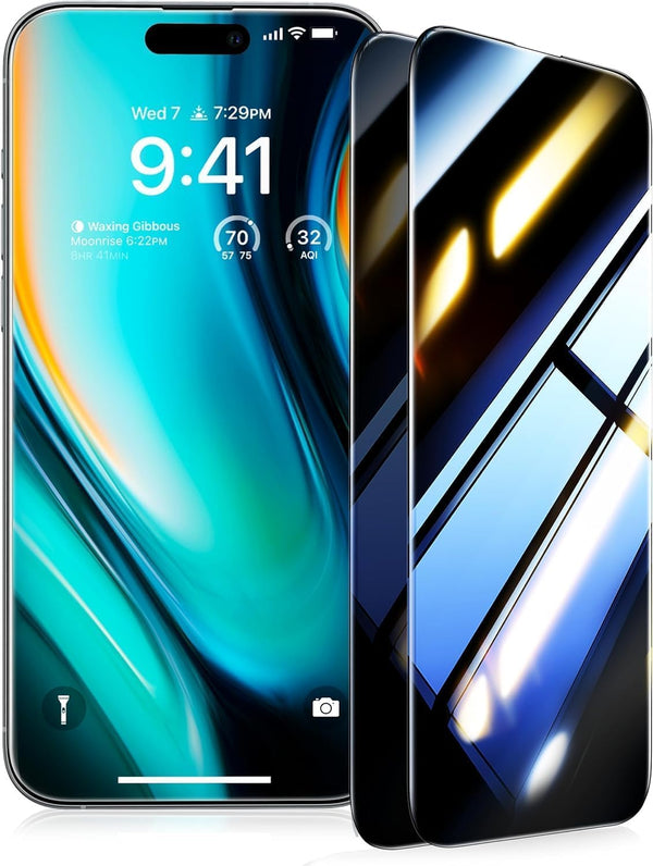 UltraGlass Ultra TOP 9H+ Glass for iPhone 15, Privacy Screen Protector with Full Coverage & Longest Durability
