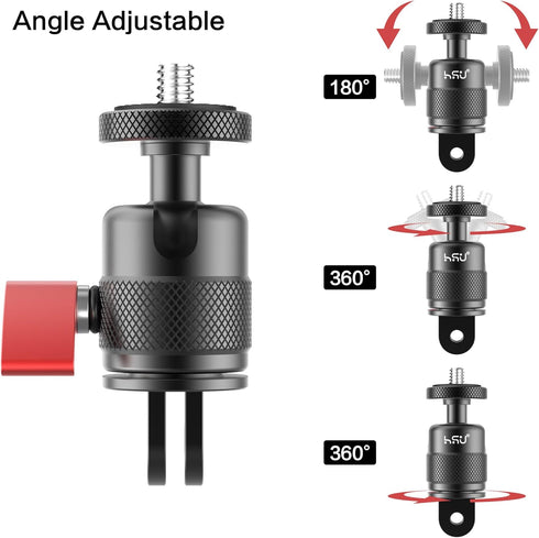 HSU 360 Degree Rotation Camera Tripod Mount Adapter, 1/4"- 20 Camera Mount, Tripod Adapter Compatible with GoPro/Sony/Sjcam/ Insta360 X4/X3/X2/X/RS/R and Other Cameras (Black)