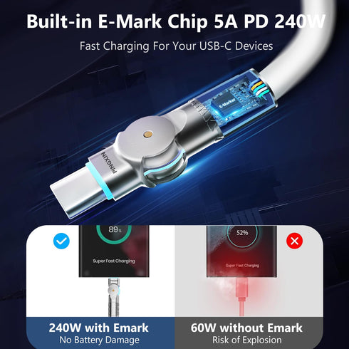 USB C Cable 6.6ft, 240W 2-Pack Type C Charging Cable for iPhone 15, Samsung Galaxy S23, MacBook Pro