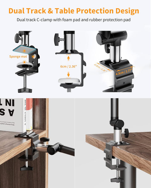 Ring Light with Stand and Phone Holder - USB 10'' Ring Light for Desk, Overhead Camera Mount for