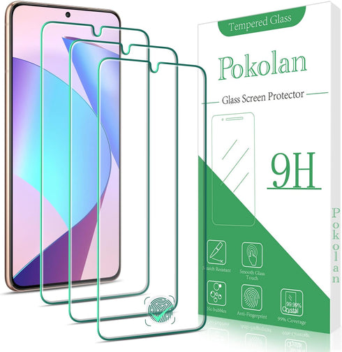 Pokolan Screen Protector for Samsung Galaxy S21 5G - 3-Pack, 6.2-inch Tempered Glass, Fingerprint Reader, Bubble Free