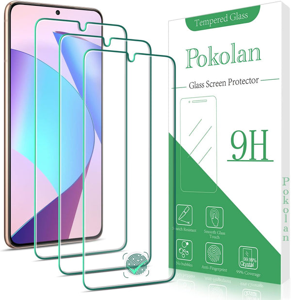 Pokolan Screen Protector for Samsung Galaxy S21 5G - 3-Pack, 6.2-inch Tempered Glass, Fingerprint Reader, Bubble Free
