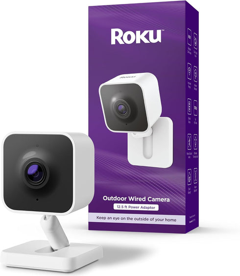 Roku Outdoor Camera - Home Security - IP65 Weather Resistant Wired Security Camera