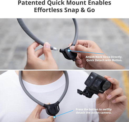 PGYTECH CapLock POV Neck Mount for DJI OSMO Action 5/4/3, for GoPro Hero 13/12/11/10, Hand Free Video Vlog Attachment