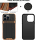 TENDLIN Compatible with iPhone 15 Pro Max Case Wood Grain with Carbon Fiber Texture Design Leather Hybrid Slim Case (Black)