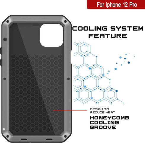 Punkcase Heavy Duty Metal Case for iPhone 12 Pro, Military Grade Armor Cover, Shock Proof Aluminum & TPU Design (Silver)